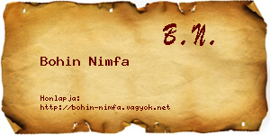 Bohin Nimfa névjegykártya